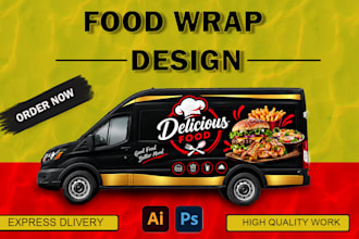 design restaurant  van wrap, food truck wrap, vehicle wrap, food trailer wrap