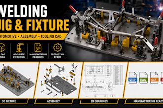 automotive welding jig, assembly fixture, tooling cad and manufacturing drawings
