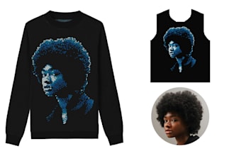 create pixel portrait sweater design for knit and print