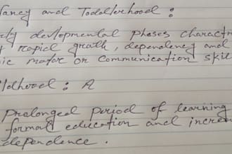 handwrite notes and letters english  and french
