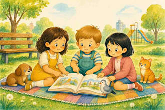 do children picture book illustration, children book, children book illustration