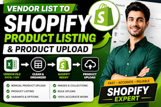 convert vendor list into shopify product listing and CSV