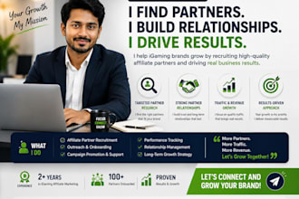 recruit affiliate partners I am really good at finding potential partners
