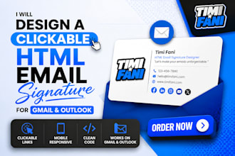 design a clickable html email signature for gmail signature and outlook