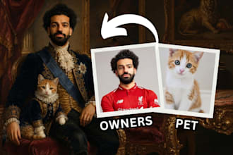 create a royal portrait of you and your pet