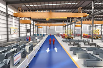 redesign production warehouse interior, industrial manufacturing workshop layout