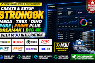 create strong8k, mega, trex, dino, pure, prime plus, dream4k, b1g, 4k with m3u