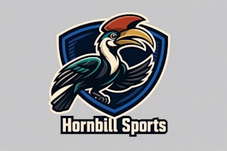 make a high quality hornbill sports bird mascot logo for you with new concept