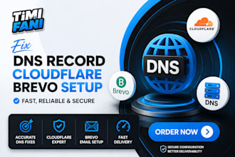fix dns records, spf setup, dns configuration for cloudflare and brevo