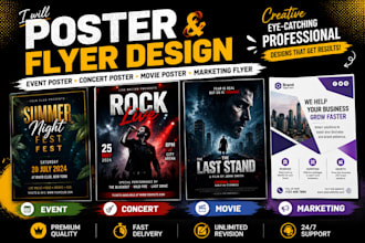 design event poster, concert poster, movie poster and marketing flyer