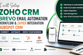 setup zoho CRM, brevo email automation, workflow zapier integration, hubspot CRM