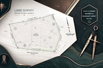 draw or redraw land survey property survey boundary survey in cad