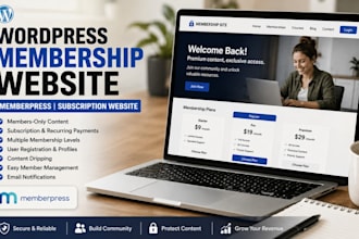 design wordpress membership website subscription website or memberpress