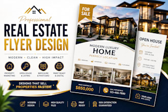 modern real estate flyer property brochure open house and  postcard design
