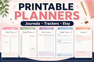 design printable planners journals and trackers for etsy