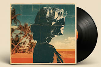 design a vintage album cover with a retro aesthetic