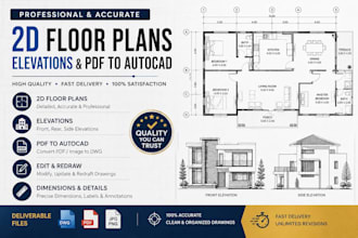 create architectural plans, 2d floor plan and convert PDF to autocad dwg