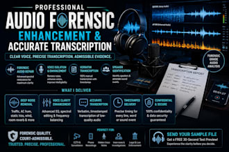 enhance audio, and provide forensic audio transcription