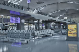 3d airport design, aviation, runway, car park, airplane way out, airplane park