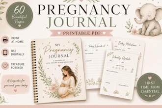 design pregnancy journal baby memory book, keepsake workbook and newborn planner