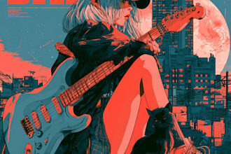 create a anime style album cover, music cover artwork
