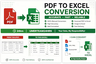 manually convert PDF to excel, scanned PDF and image to excel