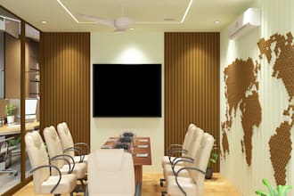 create realistic 3d interior rendering for apartment cafe office