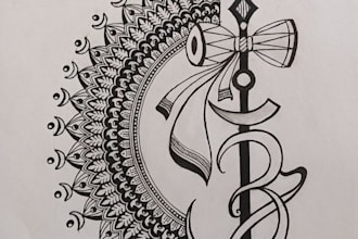 draw custom mandala art tattoo design and handmade sketches