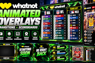 design animated whatnot overlays, transitions and obs scoreboards