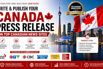 write and publish your canada press release on top canadian news sites
