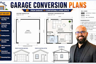 draw garage conversion plans adu architectural permit drawings