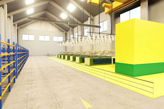 do 3d warehouse design, interior and exterior and industrial