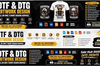create custom t shirt design with dtf dtg print ready files