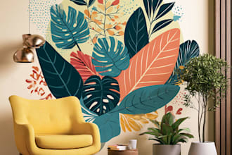design professional doodle wall art, mural, decal art