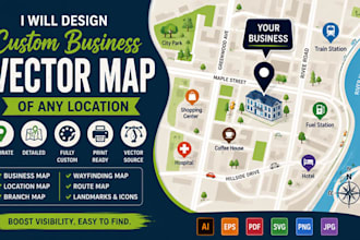 design a custom business vector map of any location