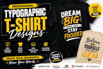 create minimalist and custom typographic t shirt designs