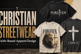 design christian streetwear t shirt designs, chest logo and anniversary tees