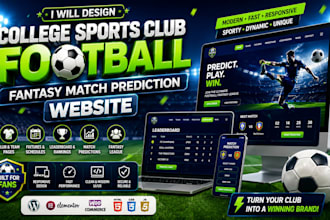 design college sports club graphic football fantasy match prediction website