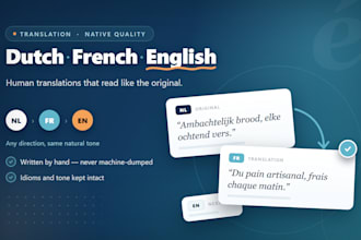 translate dutch, french and english with native quality