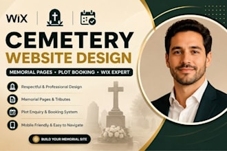 design wix cemetery website memorial page plot booking website wix website