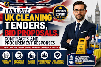 write UK cleaning tenders, bid proposals, contracts and procurement responses