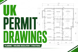 draw UK building regulation drawing, UK architectural drawing, UK permit drawing