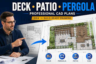 design deck plans, pergola designs, patio plans outdoor layouts and cad drawings