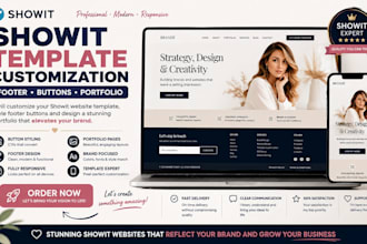 design footer button styling showit website template customization portfolio