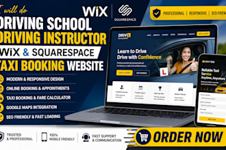 do driving school driving instructor wix squarespace taxi booking website