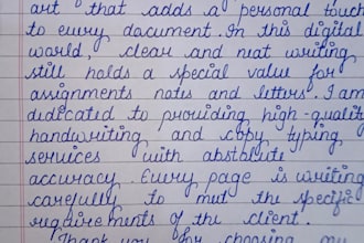 do beautiful english handwriting and copy typing work