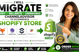 migrate foxy sellbrite linnworks channeladvisor  to ecommerce shopify store