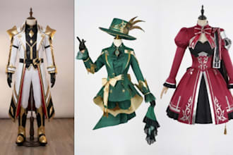 sew anime costume genshin, honkai,  gacha cosplay costume cosplay commision
