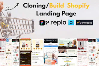 design or clone high converting shopify landing page in  replo gempages, instant