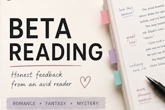 beta read your romance, fantasy, or mystery novel